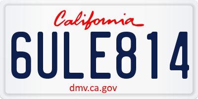 CA license plate 6ULE814