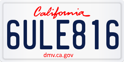 CA license plate 6ULE816