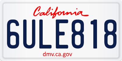 CA license plate 6ULE818