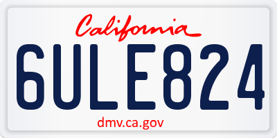CA license plate 6ULE824