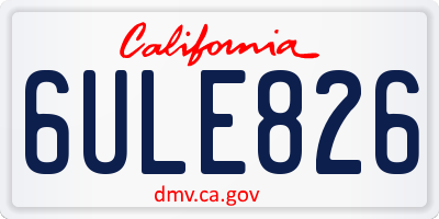 CA license plate 6ULE826