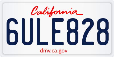 CA license plate 6ULE828