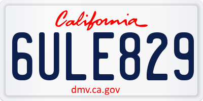 CA license plate 6ULE829