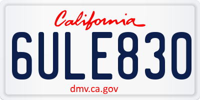 CA license plate 6ULE830