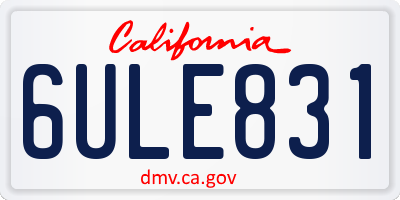 CA license plate 6ULE831
