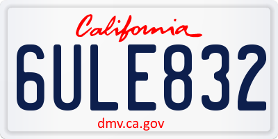 CA license plate 6ULE832