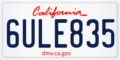 CA license plate 6ULE835