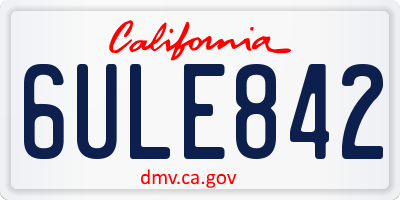 CA license plate 6ULE842