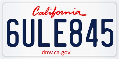 CA license plate 6ULE845