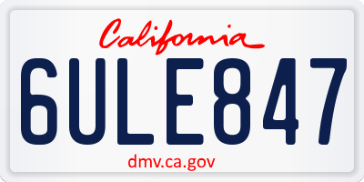 CA license plate 6ULE847