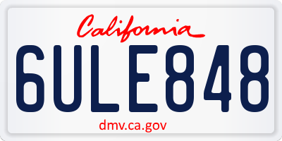 CA license plate 6ULE848