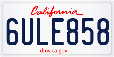 CA license plate 6ULE858