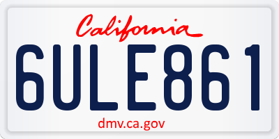 CA license plate 6ULE861