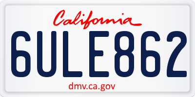 CA license plate 6ULE862