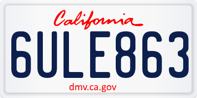 CA license plate 6ULE863
