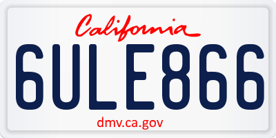 CA license plate 6ULE866