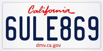 CA license plate 6ULE869