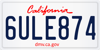 CA license plate 6ULE874