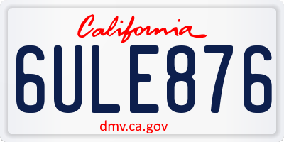 CA license plate 6ULE876