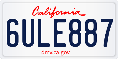 CA license plate 6ULE887