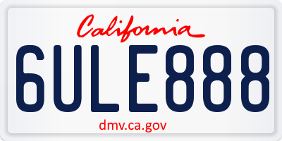 CA license plate 6ULE888
