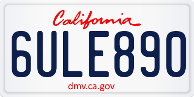 CA license plate 6ULE890