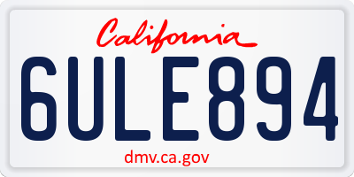 CA license plate 6ULE894
