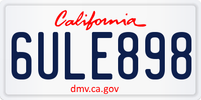 CA license plate 6ULE898
