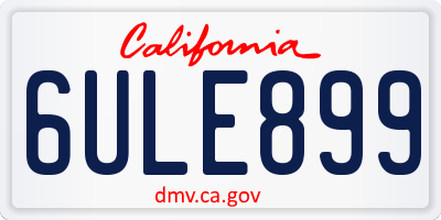 CA license plate 6ULE899