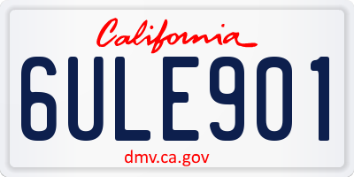 CA license plate 6ULE901