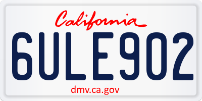 CA license plate 6ULE902