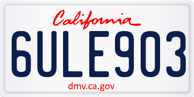CA license plate 6ULE903