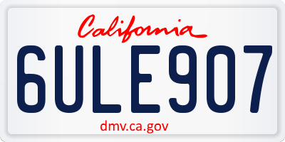 CA license plate 6ULE907
