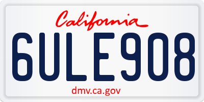 CA license plate 6ULE908