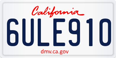 CA license plate 6ULE910