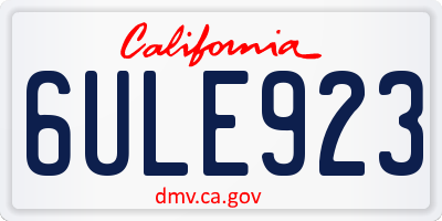 CA license plate 6ULE923