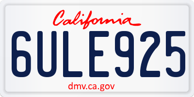 CA license plate 6ULE925