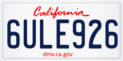 CA license plate 6ULE926