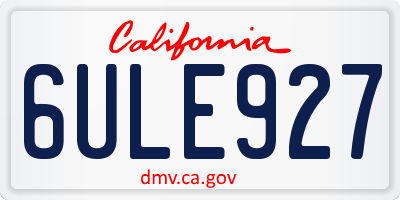 CA license plate 6ULE927