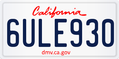 CA license plate 6ULE930