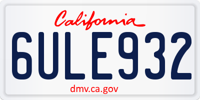 CA license plate 6ULE932