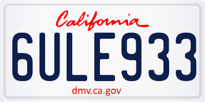 CA license plate 6ULE933