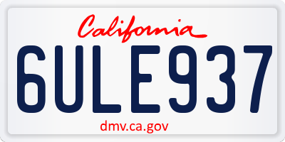 CA license plate 6ULE937