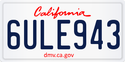 CA license plate 6ULE943