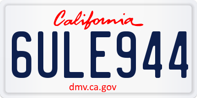 CA license plate 6ULE944