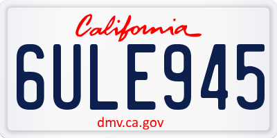 CA license plate 6ULE945