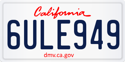CA license plate 6ULE949