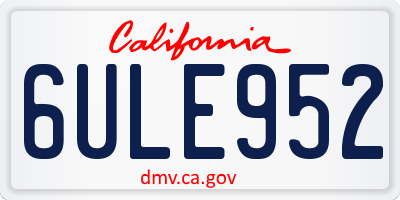 CA license plate 6ULE952
