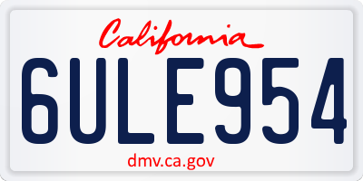 CA license plate 6ULE954