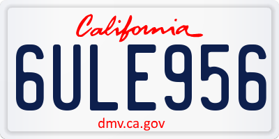 CA license plate 6ULE956